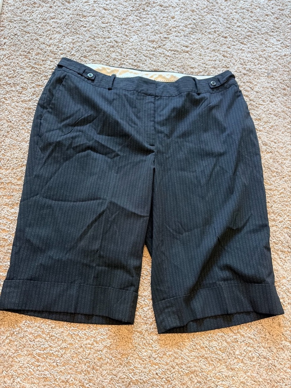 WoMen's Pinstripe Black Dress Shorts